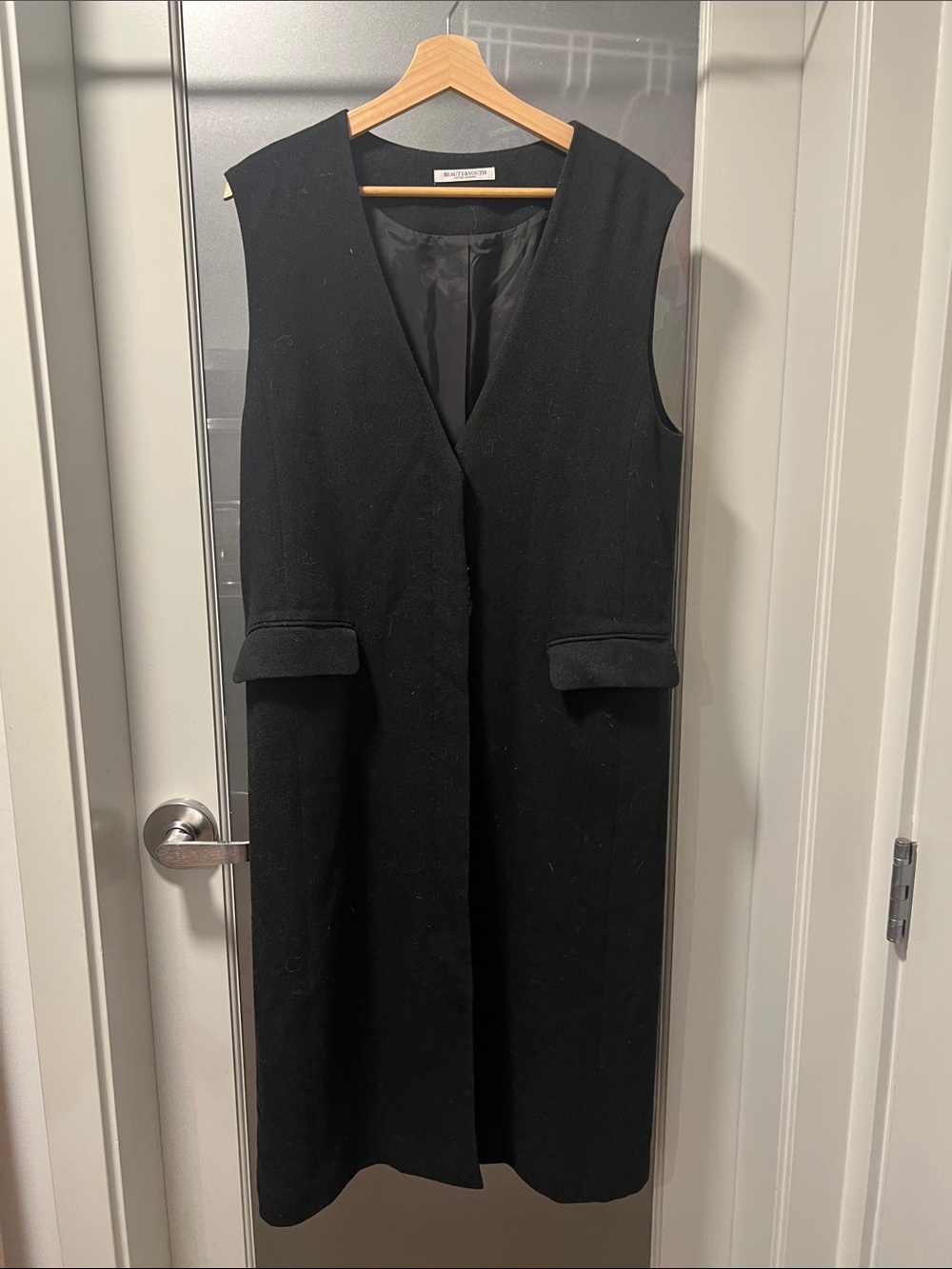 United Arrows Sleeveless Black Long Vest Dress
